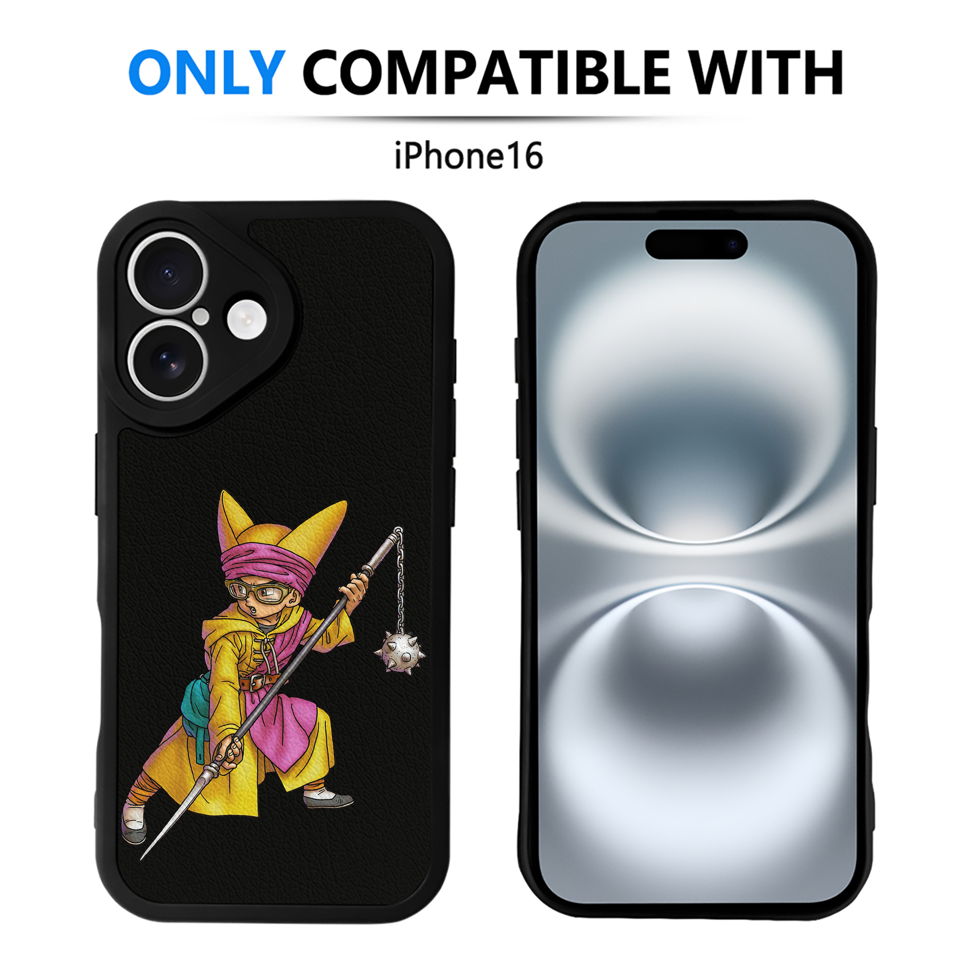 （画像用） ドラゴンクエスト Doragon Kuesuto Dragon Quest 【iPhone 16シリーズ対応】シリコンスマホケース（レザー調） 材質：シリコン